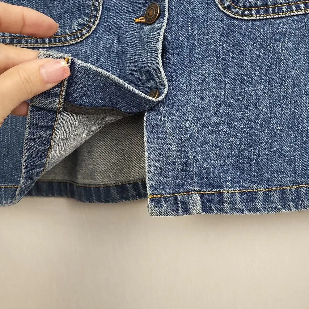 Zara‎ Womens Blue Cotton Comfort Front Pockets Denim Short Mini Skirt Size XS